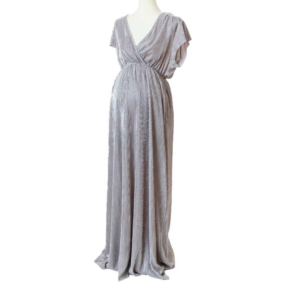 Baltic Born Athena Pleated Dress | Silver & Metallic Finish | Large